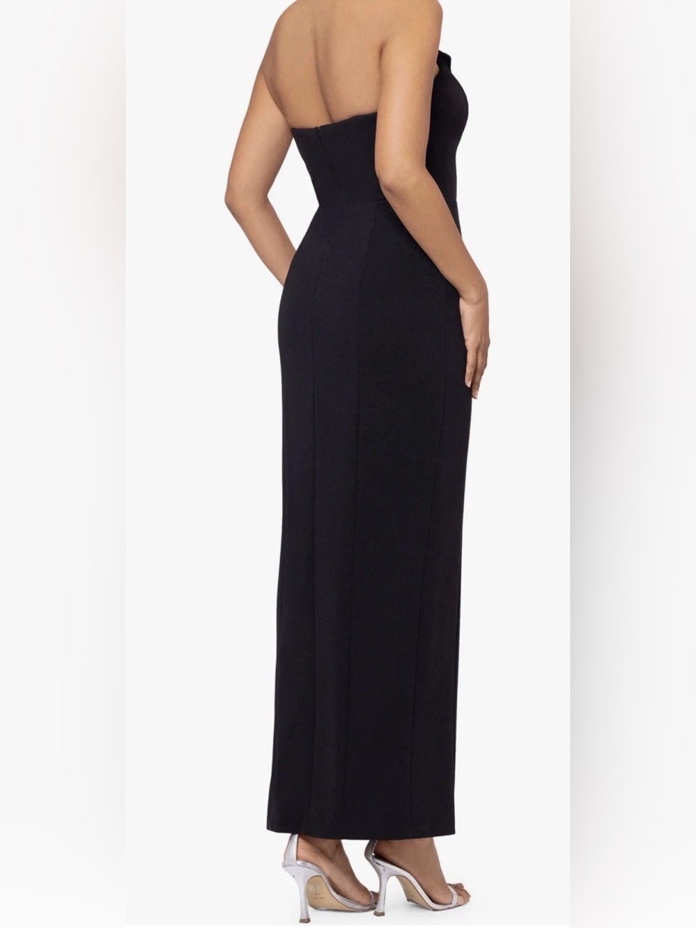 New Betsy And Adam Tux Detail Strapless Column Gown In Black Size 8 $239 - Picture 2 of 10